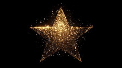 Obraz premium A shimmering golden star with sparkling effects on a black background.