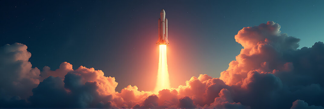 Inspiring business ideas and concepts are launched into space like a rocket, reaching new heights of entrepreneurial success._00003_