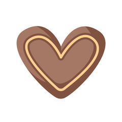 Heart shaped chocolate candy with a decorative outline in mocha mousse color. Perfect for Valentine Day theme, ,romantic gifts, festive and culinary design.