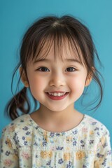 Cheerful Asian Child in Studio