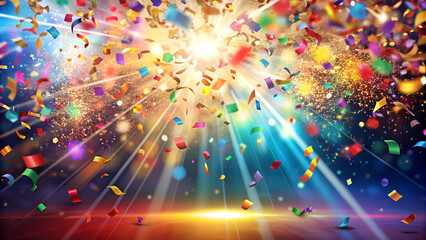 Fototapeta premium Dynamic confetti explosion, colorful, celebration