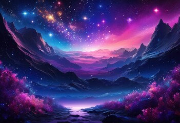 Fototapeta premium starlit nightscape featuring dazzling cosmic elements like nebulae mesmerizing celestial display, stars, sky, moon, universe, galaxy, cosmos, cloud