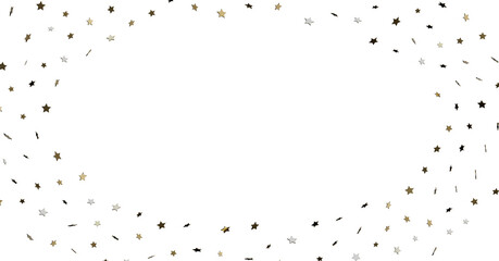 Gold, Silver & Black Star Confetti Border
