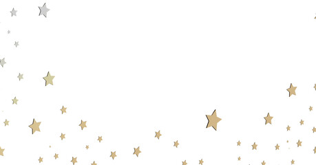 Gold and Silver Stars on White Background