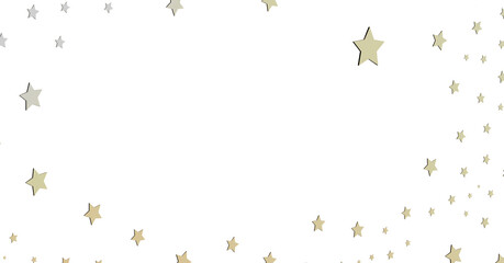 Gold and Silver Stars on White Background