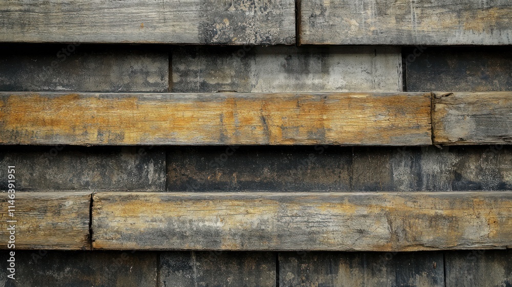 Poster a textured arrangement of wooden planks with varying colors and patterns.