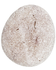 Top view of single gray pebble isolated on white background.
