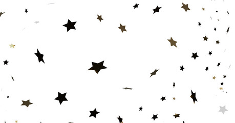 Black and Gold Stars Scattered on White