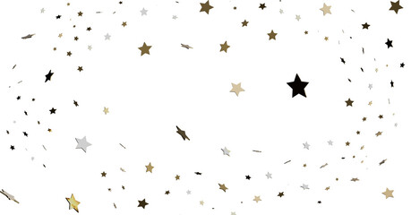Gold, Silver & Black Star Confetti