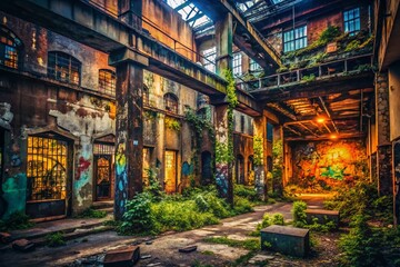 Naklejka premium Abstract Urban Exploration Wallpaper: Grunge Textures, Industrial Decay, Cityscape Backgrounds
