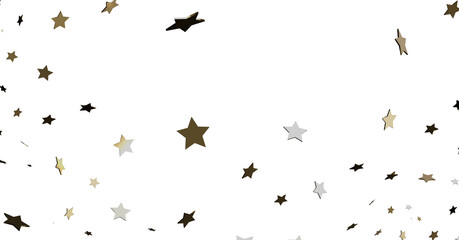 Gold, Silver, and Black Stars on White
