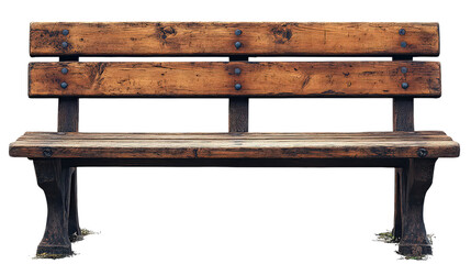 wooden bench isolated on white background 