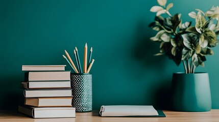 A stack of clean notebooks and pencils on a tidy desk symbolizing organization and fresh beginnings