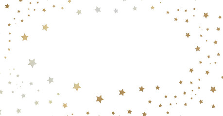 Fototapeta premium Gold and Silver Stars Scattered on White