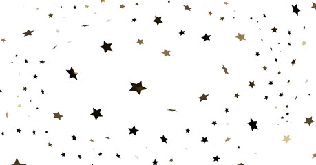 Gold and Black Star Confetti on White