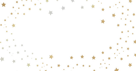 Gold and Silver Stars on White Background