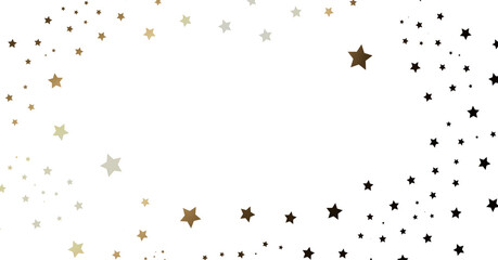 Gold and Black Stars Scattered on White