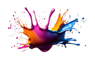 Dynamic colorful paint splash, exploding of colors Isolated transparent png 