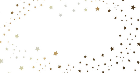 Gold and Silver Stars Scattered on White