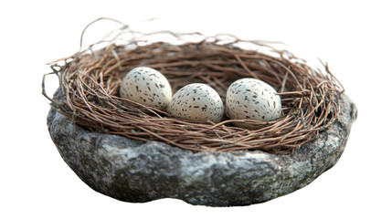 nest with eggs isolated on white background 