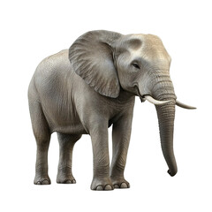 Fototapeta premium Angled view full body shot of an extremely perfect looking single Elephant isolated on a white transparent background