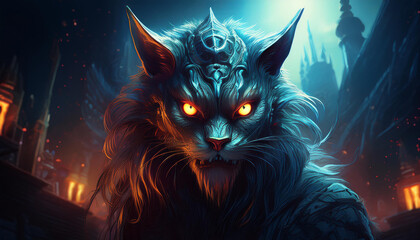 realistic monster cat with fantasy concept