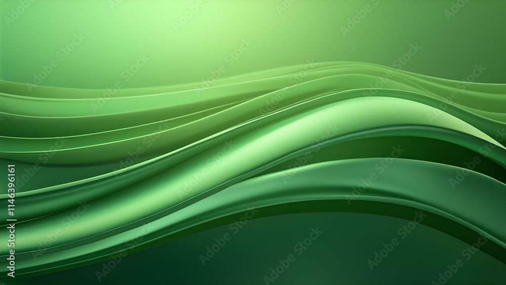 Poster a soft, abstract background with flowing, translucent green waves or ribbons against a lighter green
