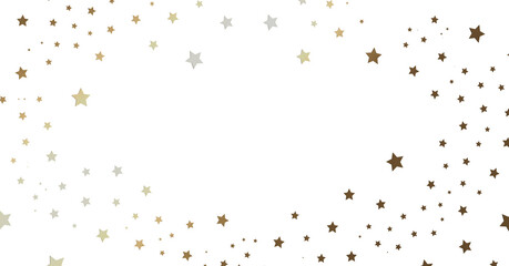 Gold and Silver Stars on White Background