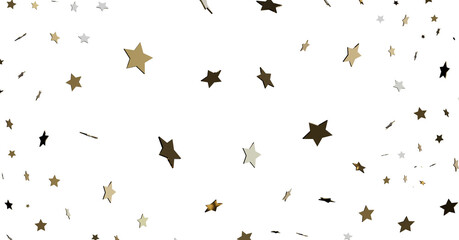 Gold and Silver Star Confetti on White