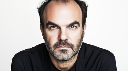 Fototapeta premium Mature Middle-Aged Man, Isolated on a White Background, Portrait of Wisdom and Experience, Aging Gracefully, Senior Health and Well-Being Concept