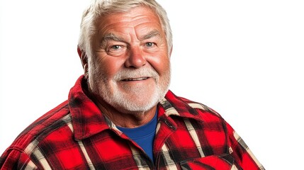 Fototapeta premium Mature Middle-Aged Man, Isolated on a White Background, Portrait of Wisdom and Experience, Aging Gracefully, Senior Health and Well-Being Concept