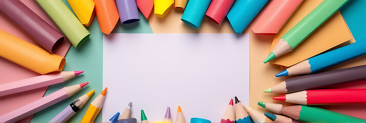 Colorful paper and creative accessories are arranged on a table to stimulate new inspiration and spark imagination freely._00001_