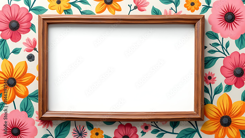Aufkleber colorful floral background design adds a vibrant touch to a picture frame with a decorative twist._0