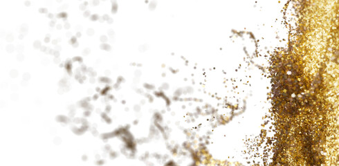 Abstract background of golden glitter explosion. Perfect for celebration, luxury, and festive designs.