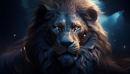 realistic monster lion with fantasy concept