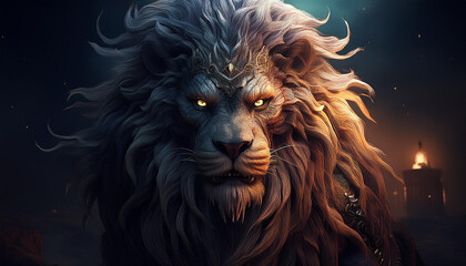 realistic monster lion with fantasy concept