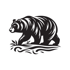 Black Color Bear silhouette design Vector Illustration, Solid White Background 13.eps