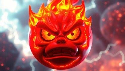 4K HD Wallpapers Angry Emoji With Fiery Eyes And Molten Features, Surrounded By An Eruption Of Digital Energy. Desktop Wallpaper HD. HD Backgrounds
