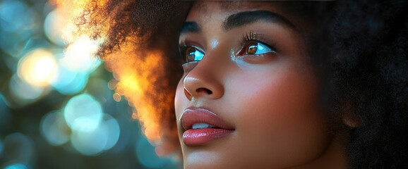Obraz premium Hopeful Gaze A Portrait of a Young Black Woman