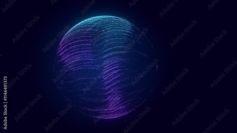 Poster Sphere with connecting points. Global Connection Technology. The accumulation of information. 3D rendering. Seamless loop.