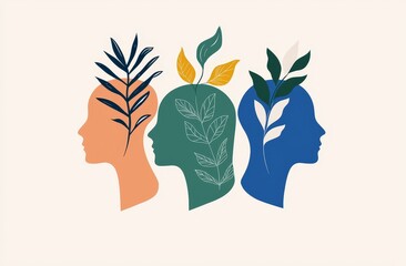 Illustrate a current depiction of a head with a flowering plant for World Mental Health Day.