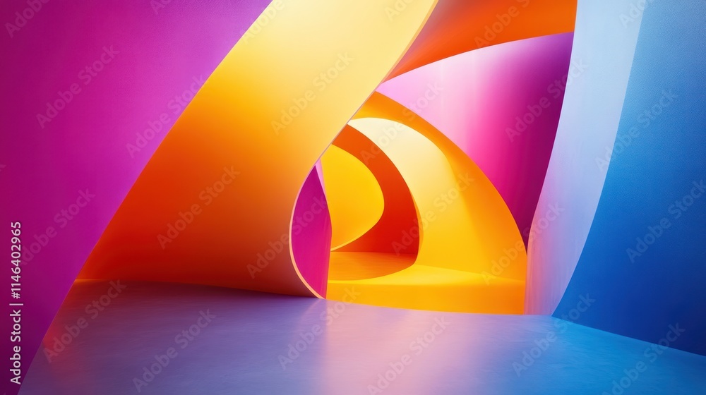 Aufkleber a vibrant abstract space with flowing curves in bright colors.