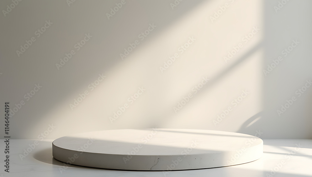 Poster Beautiful sandstone top product display platform with a selective focus on its white and visually appealing design features prominently._00003_