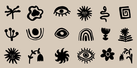 Hand drawn cut out abstract elements in trendy modern style geometric shape collection.