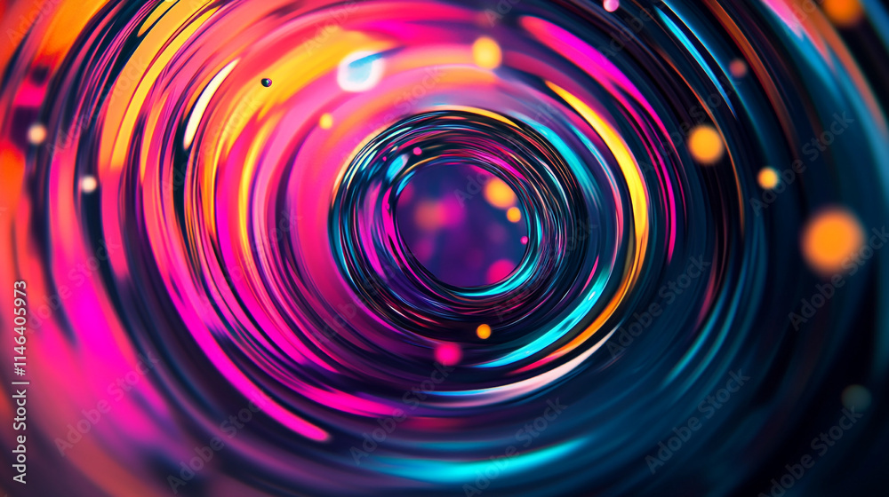 Poster swirling colors creating a vibrant abstract composition in a circular pattern.