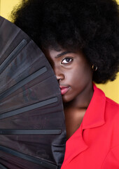 Beautiful black woman with afro hairstyle