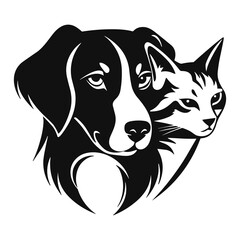 Elegant Silhouette Of A Cat And Dog Vector Illustration