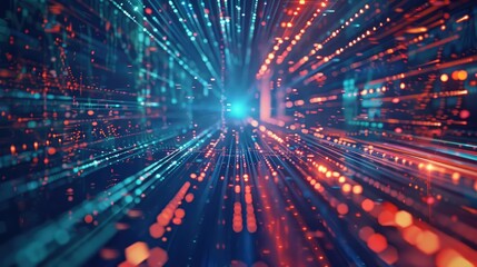 Abstract digital space with motion trails