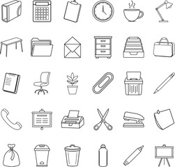 Office Supplies, Workplace Icons, Desk Items, Stationary, Business Tools