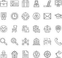 Human Resources Management Icons Recruitment, Hiring, and Career